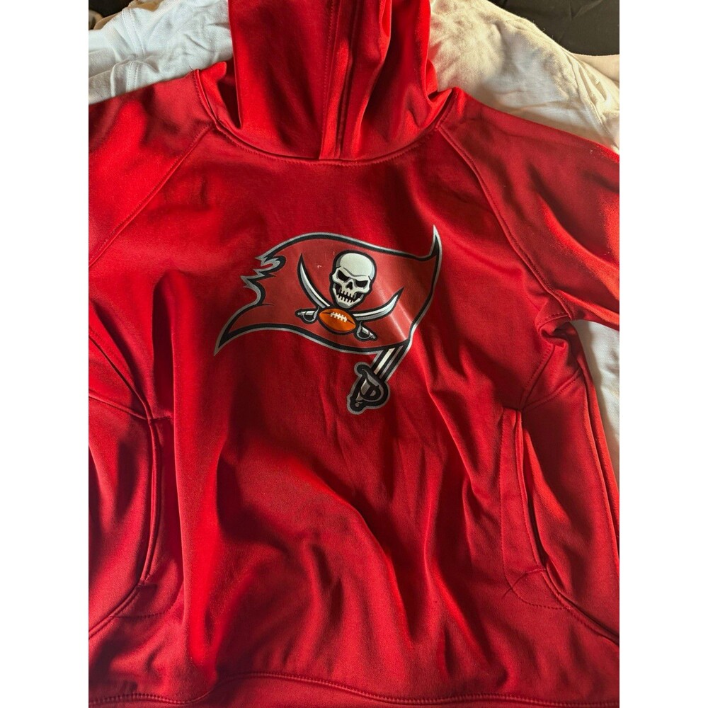 NFL Team Apparel Tampa Bay Buccaneers Youth Red Long Sleeve Hoodie M 10/12